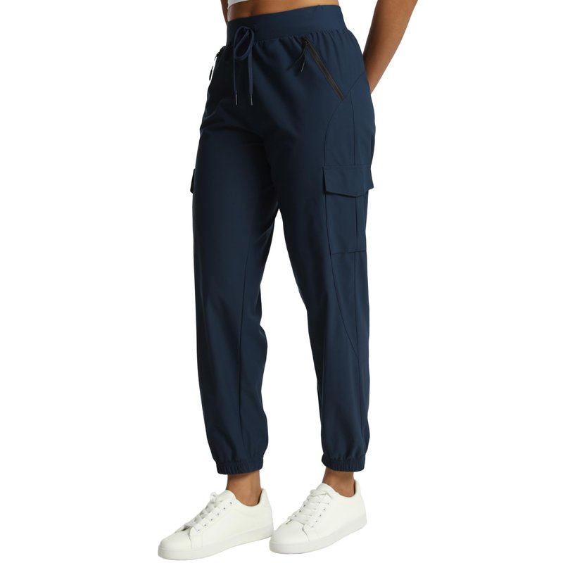 Rrosseyz Women's Cargo Pants with Pockets-Lightweight Quick Dry Water Resistant Hiking Pants for Travel Casual Athletic and Outdoor(Dark Blue,L)