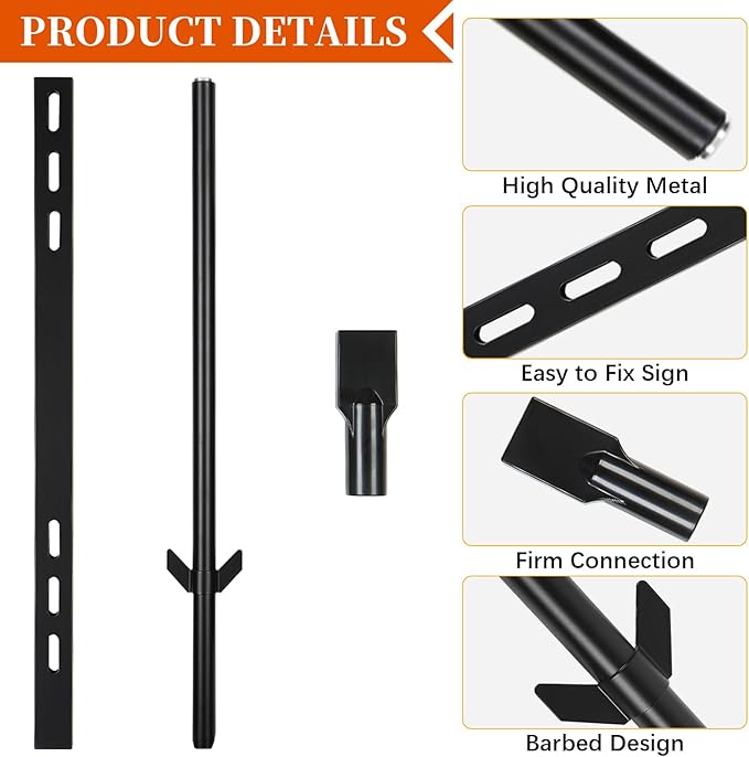 2 Pack 36 Inches Metal Yard Sign Stakes, Sturdy Black Yard Sign Holder for Outdoor Lawn Garden, Waterproof and Rustproof, Easy to Mount, Fits 10x14 Inch Signs (not included)