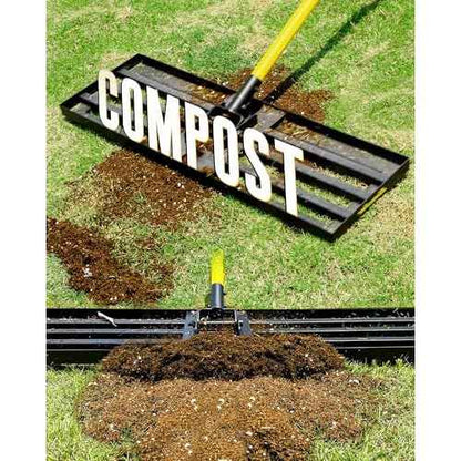 Lawn Leveling Rake, 30"x10" Heavy Duty Sand Leveling Tool with 7FT Long Handle, Steel Golf Rake for Soil, Compost, Gravel, Lawn Leveler for Yard, Garden, Golf Course, Landscaping Level Tool