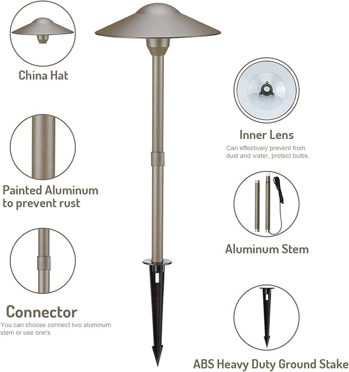 Lumina Lighting® 3W Landscape Lighting 12V Landscape Lights Low Voltage Landscape Path Lights Warm White Waterproof Outdoor Replaceable G4 LED Bulb for Garden Pathway Lawn Yard (Bronze, 2-Pack)
