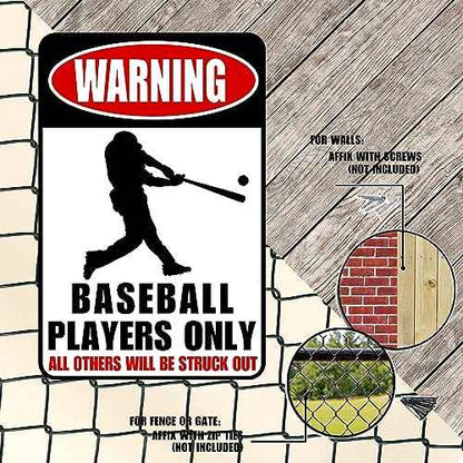 Baseball Decor Tin Sign Boys Room Poster, Metal Sports Sign, Wall Art Decor 12x8 Inches