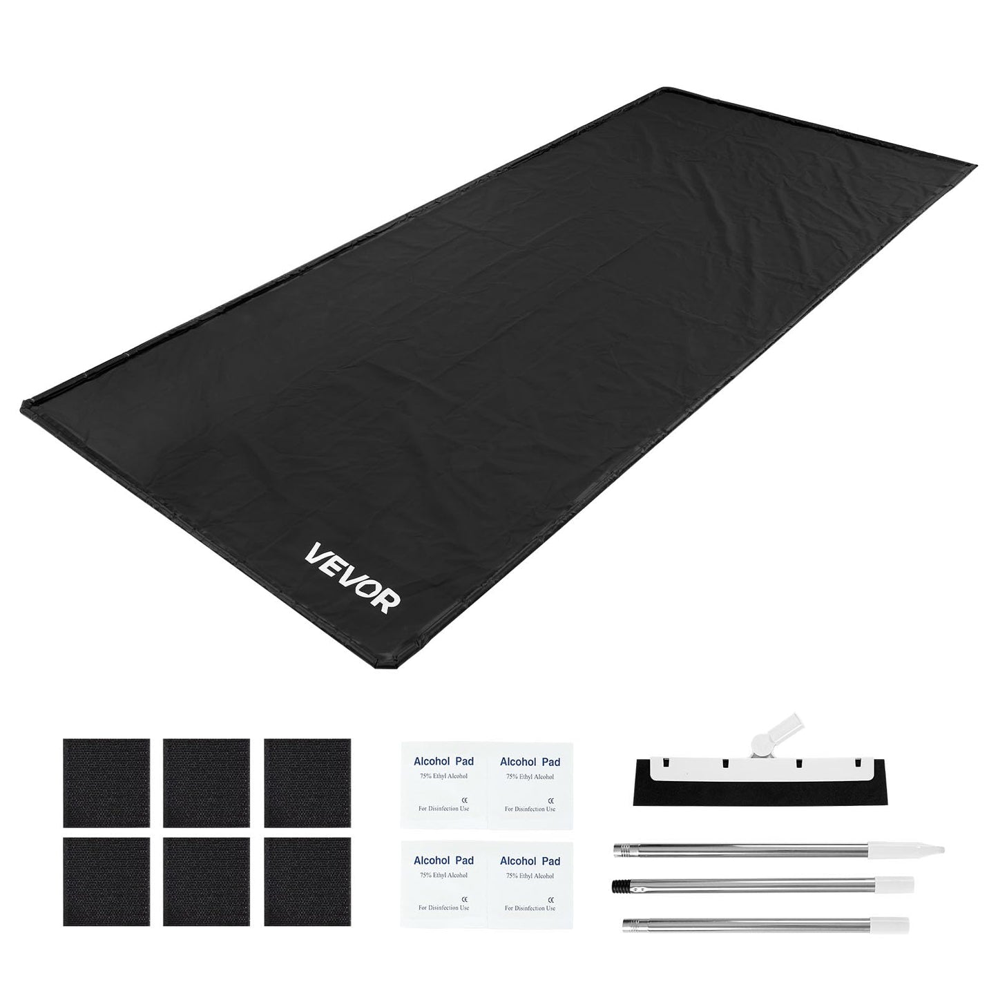 VEVOR Containment Mat, 7 ft 9 in x 18 ft, Non-Slip PVC Garage Floor Mat with a Cleaning Squeegee, Heavy Duty Durable Waterproof Containment Protection from Snow, Rain and Mud for Cars Parking, Black