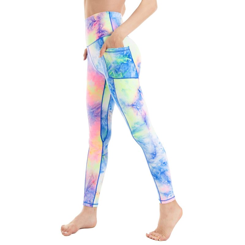 ROSA JUNIO 2 Pack High Waist Leggings with Pockets for Women, Tie Dye Stretch Workout Leggings Exercise Athletic Yoga Pants