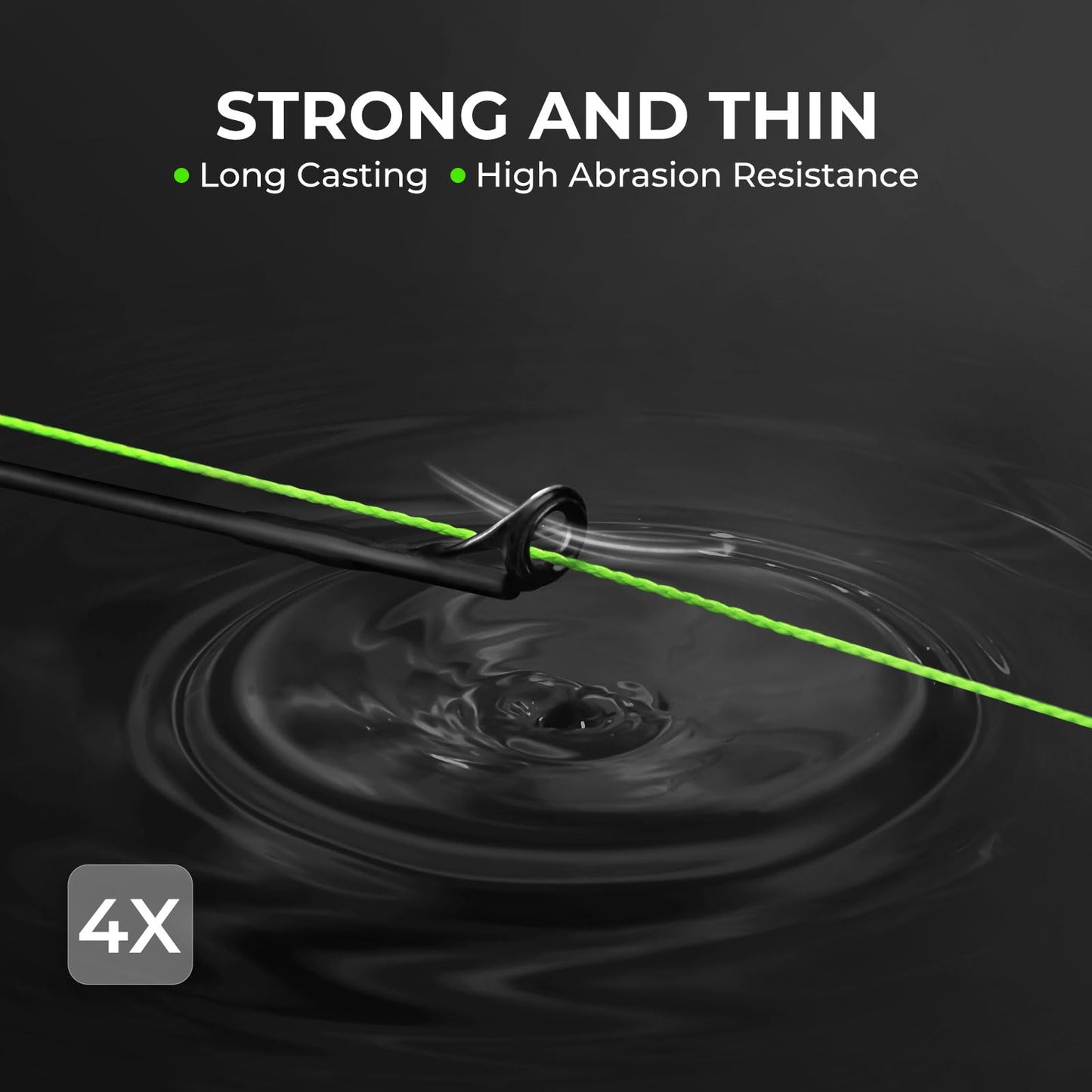 KastKing Superpower ColorShield Braided Fishing Line, Neon Green, 15LB, 150Yards, X4