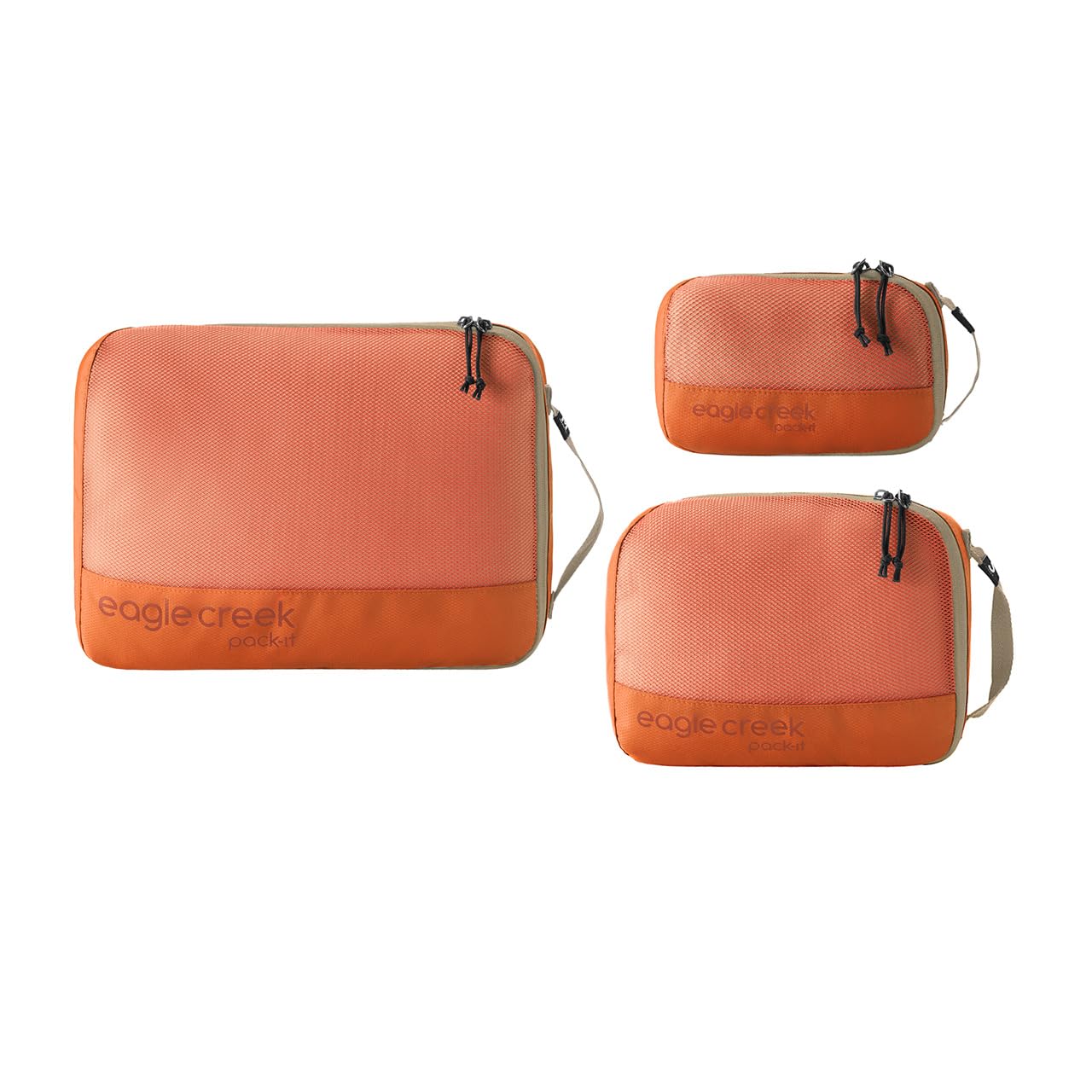 Eagle Creek Pack-It Reveal Cube Set - Packing Cubes for Compartmentalizing Luggage - Durable - Ultra-Lightweight - Water-Resistant - Easy Grab Zipper Pull - Mesh Windows - Mandarin - XS/S/M