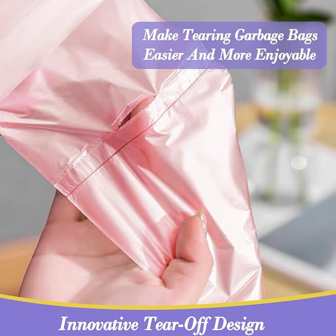 3 Gallon 180pcs Small Pink Trash Bags Plastic Strong Pink Garbage Bags