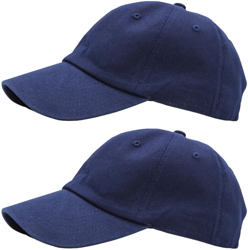 KBETHOS Classic Cotton Dad Hat Bundle Adjustable Unconstructed Plain Cap (One Size, Navy + Navy (2 Pack))