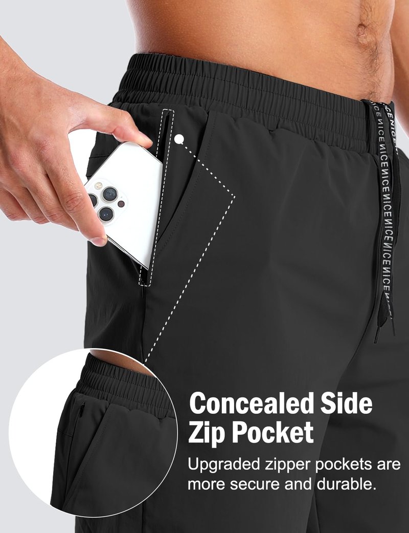 Aolesy Men’s 2 in 1 Running Shorts 7 Inch Quick Dry Workout Gym Shorts with Pockets Tennis Training Athletic Shorts with Liner for Men Black