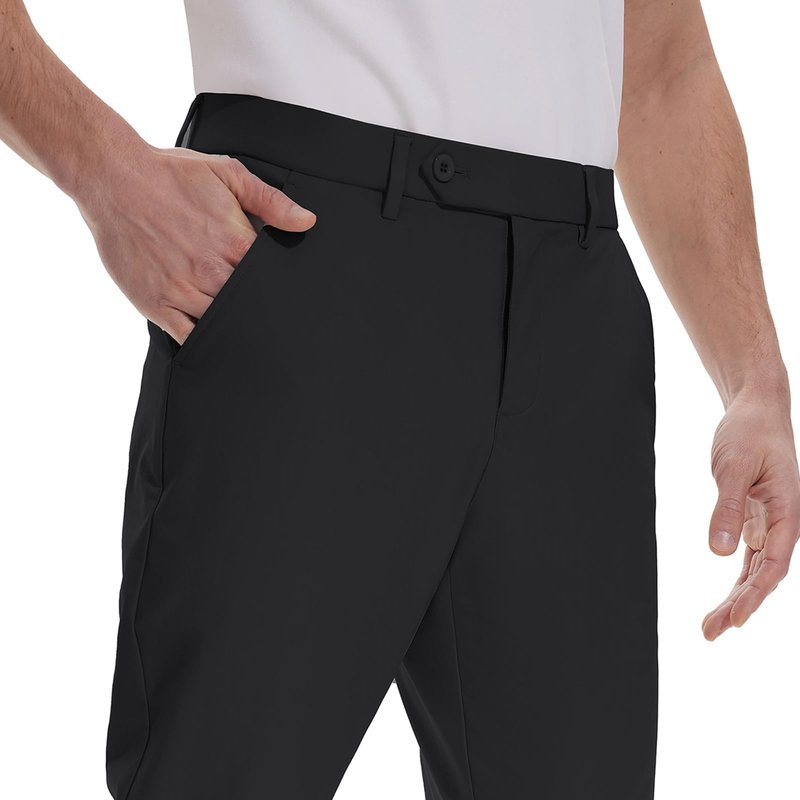 Hiwise Men's Golf Pants Stretch Dress Pants 30"/32"/34" Comfy Lightweight Casual Trousers Quick Dry Travel Pants with Pockets(Black, 34WX32L)