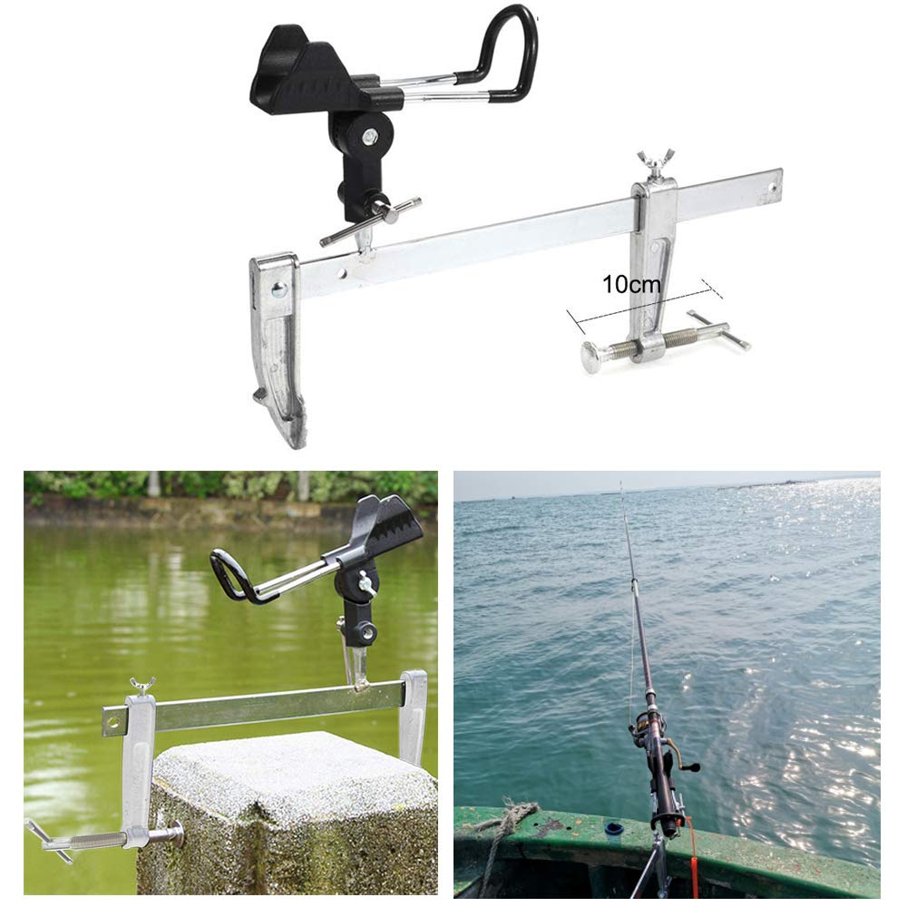 Fishing Support Rod Holder Heavy Duty Metal Universal Clamp-On Boat Deck Mount Fishing Pole Rod Holder