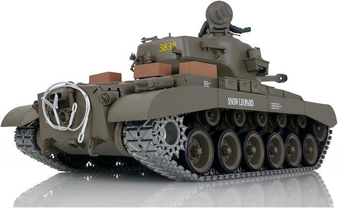 Heng Long US in Stock 1/16 Scale 7.0 Upgraded M26 Pershing RTR RC Tank 3838 Metal Tracks Smoke Generator 340° Rotating Turret Infrared Combat Lifting Barrel Light Sound Airsoft Tank