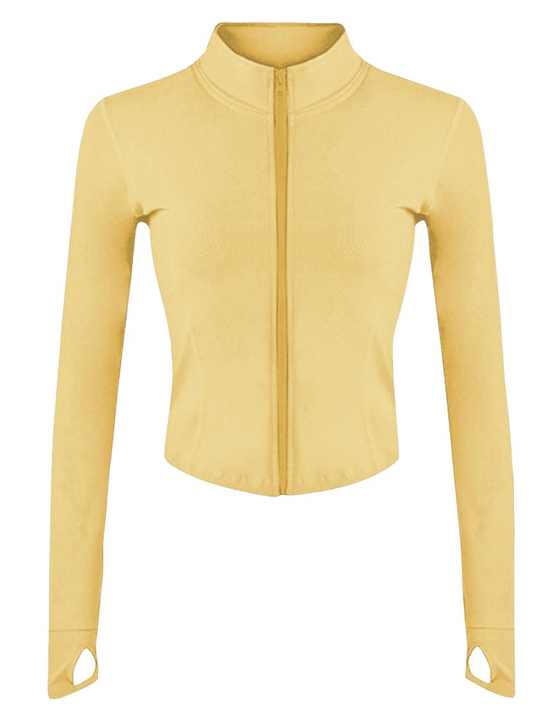 Lviefent Womens Lightweight Full Zip Running Track Jacket Workout Slim Fit Yoga Sportwear with Thumb Holes (Yellow-XS)