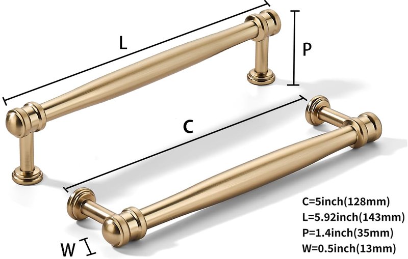 khtumeware 10 Pack 5inch(128mm) Hole Center Champagne Bronze Cabinet pulls Honey Bronze Solid Heavy-Duty Tradition Kitchen Cabinet Handle Cabinet Hardware for Dressing Table Bathroom Pull