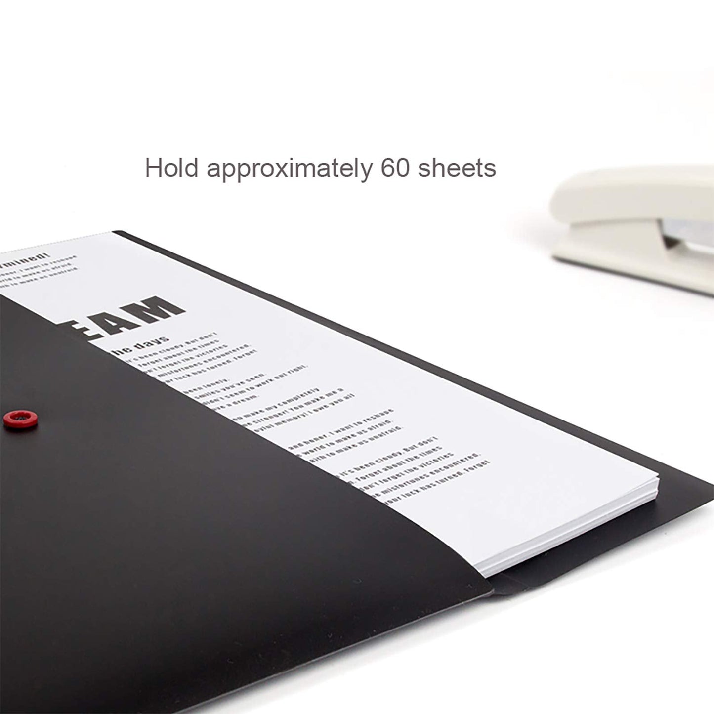 VANRA 5 Pieces A4 Envelopes Folders for Paperwork Plastic Wallets Document Organizer with Snap Button Closure A4 Letter Size (Black)
