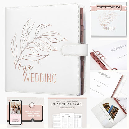 Wedding Planner Book and Organizer for Bride - Perfect Engagement Gift for Newly Engaged - Future Mrs Wedding Planning Binder with Rose Gold Accents, Tabs, Checklists - Bride to Be Gift