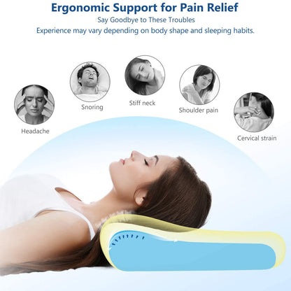 ZAMAT Memory Foam Pillow for Neck Pain Relief, Adjustable Orthopedic Ergonomic Cervical Pillow for Sleeping with Washable Cover, Bed Pillows for Side, Back, Stomach Sleepers