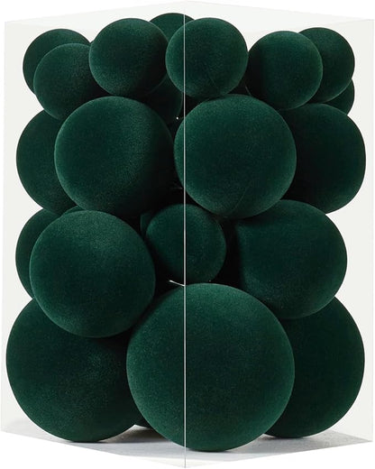 Velvet Christmas Ornaments Set 38Pcs Flocked Shatterproof Christmas Ornaments for Christmas Tree Decorations Xmas Decorative Hanging Christmas Ball Ornaments for Holiday Home Decor