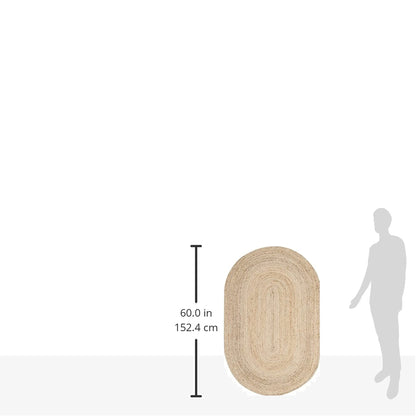SAFAVIEH Area Rug 3x5 Oval - Cape Cod Collection - Natural Brown, Handmade Braided Flat Weave Jute (CAP252A)