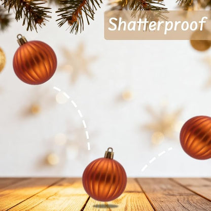 Christmas Tree Decorations Ornament Set for Fall Halloween, 50ct Orange Shatterproof Christmas Ball Ornaments Hanging Xmas Holiday Party Decor(1.57"-2.36")
