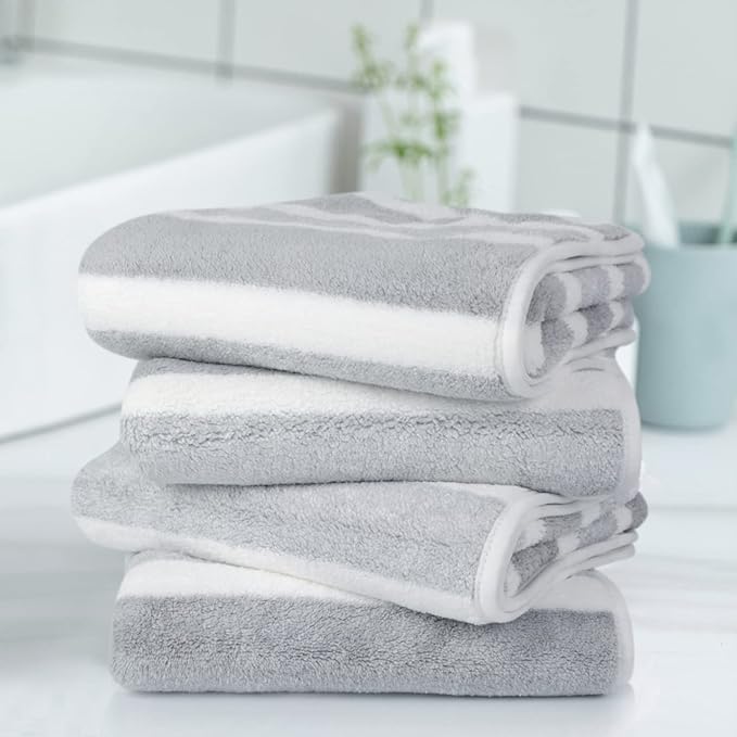 KinHwa Microfiber Hand Towels for Bathroom Soft and Absorbent Face Towels Grey