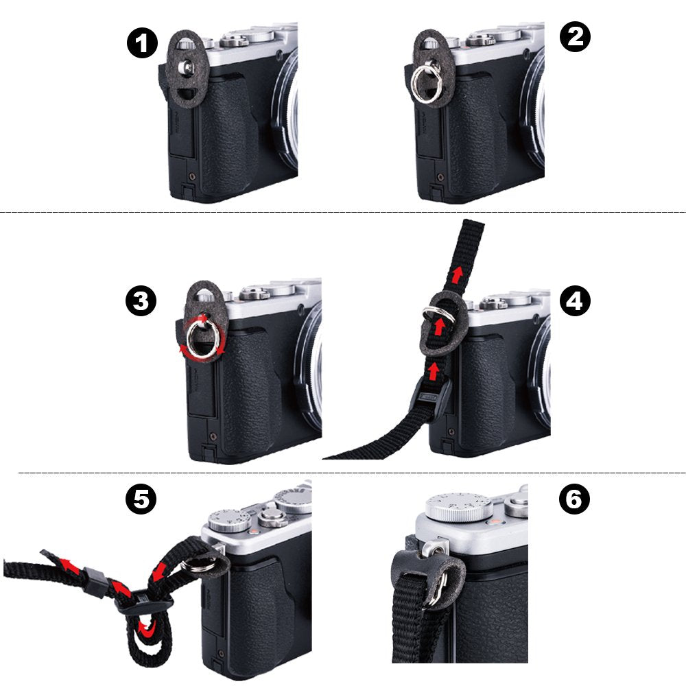 2 Pairs Camera Strap Eyelet Split O Ring & Leather Cover Piece for Leica Q3 A6700 A6600 A6500 A6400 A6300 A6100 A6000 A7RIV A7RIII A7II A7S A9 X-E4 X-T4 X-T3 X-T30 X-Pro3 X-S10 X100V Z7II Z6II Z5 Z50