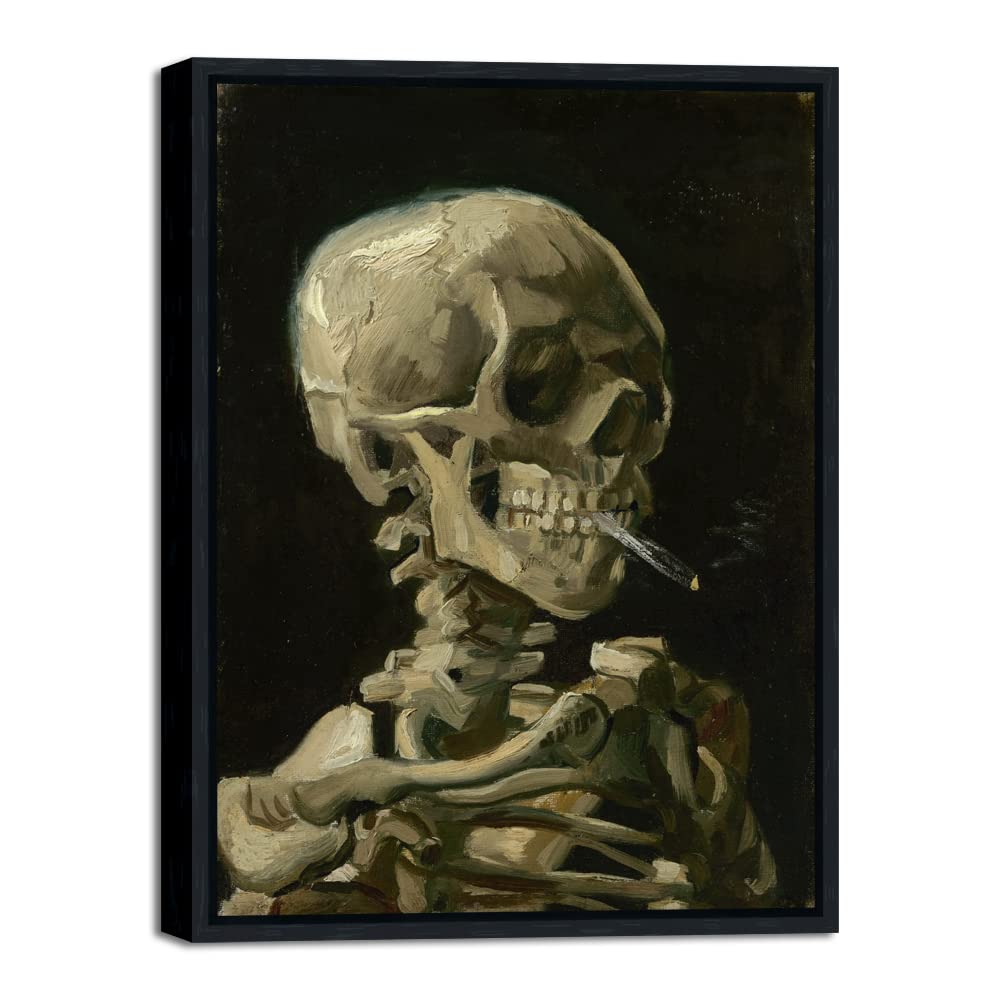 Wieco Art Skull of a Skeleton with Burning Cigarette, 1886 by Vincent Van Gogh Canvas Wall Art for Home Decor and Wall Decor Post-impressionism Canvas Prints Pictures Artwork