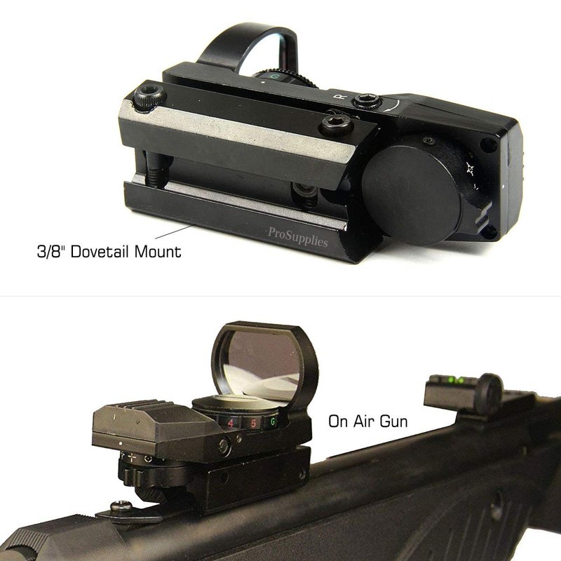 TACFUN Red and Green Reflex Sight with 4 Reticles, 3/8" Dovetail Mount for Airgun Airsoft and .22 RF