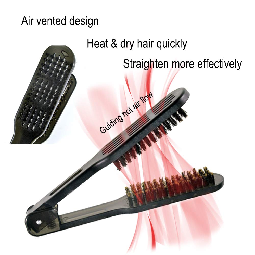Clamp Hair Brush Straightener Detangler Splint Comb Nylon Bristle Double Sided Straightening Brush Air Vented Flat for Wet,Dry,Fine,Thick Natural Hair