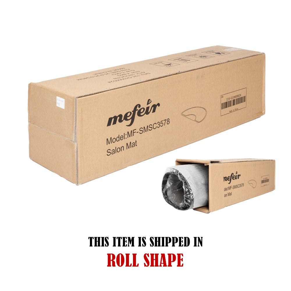 Mefeir 3' x 4' - 1 inch Thick Salon Anti Fatigue Mat for Hair Stylist, Semi Circle Comfort Barber Shop Beauty Floor Mats Under Styling Chair