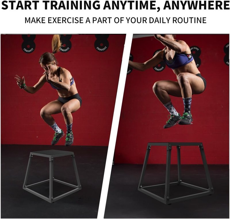 Plyometric Jumping Box - Steel Exercise Step Up Box with Anti-Slip Surface | Home Gym Training Equipment