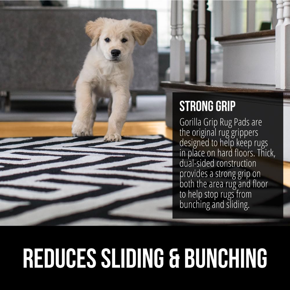 GORILLA GRIP® Strong Rug Pad Gripper, 4x6 FT, US Designed, Grips Help Keep Area Rugs Safe and in Place, Slip and Skid Resistant Pads for Hard Floors, Under Carpet Mat Cushion and Hardwood Protection