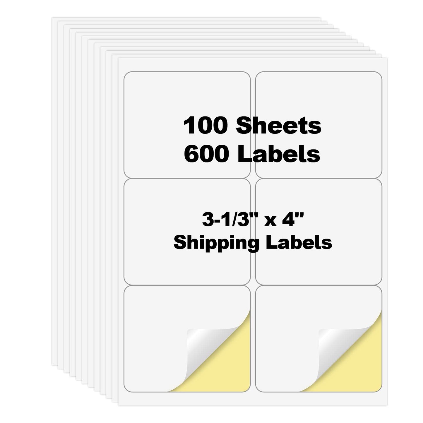 Risepekt 600 Pcs 6 Up Labels,4" x 3-1/3" Shipping Address Labels for Laser & Inkjet and Copier Printer, 100 Sheets 6 Labels per Page Sheets Blank Mailing Labels, 6 per Sheet Barcode Labels Sticker