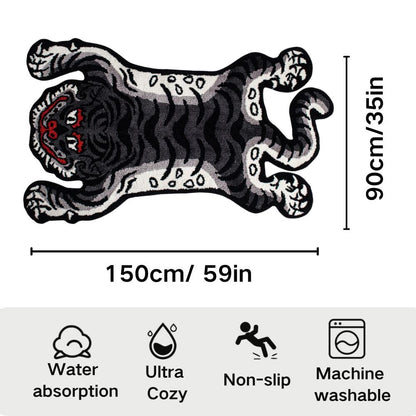 5x3ft Tibetan Tiger Tufted Rug for Living Room, Soft Fun Rugs for Bedroom Aesthetic,Washable Carpet with Nonslip TPR Backing,Home Decor (Gray)