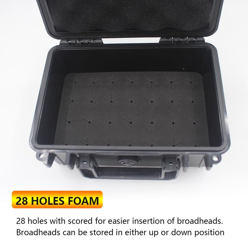 Wamlet Archery Broadhead Case Arrows Box Hunting Accessory ABS Waterproof Storage Holder Holds 28 Fixed or Mech Broadheads(Case Only) (Black)