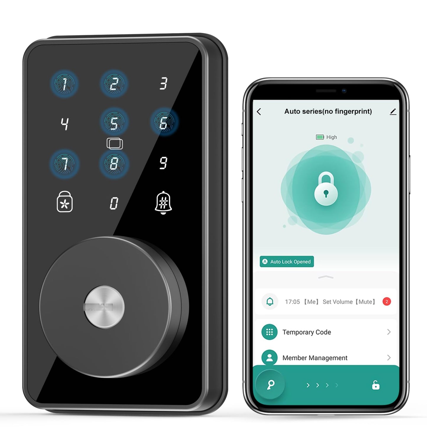 Smart Lock, 4-in-1 Keyless Entry Door Lock for Front Door, 6 Digital Code Door Lock with Keypad, Bluetooth Smart Deadbolt, App Control