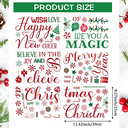 6 Sheets Christmas Wall Decals Peppermint Candy Gingerbread Man Christmas Wall Stickers Candy Cane Candyland Christmas Window Clings for Outdoor Indoor(Snowflake)