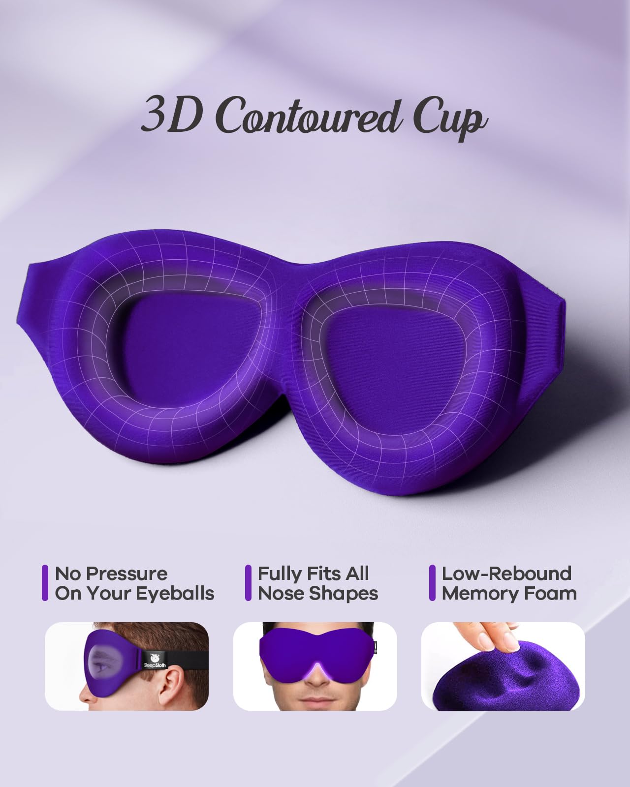 Sleep Eye Mask for Men Women, 3D Contoured 100% Blackout Eye Mask for Sleeping with Adjustable Strap, Soft and Comfortable Night Blindfold, Shade Cover for Travel Shift Work Nap, Black