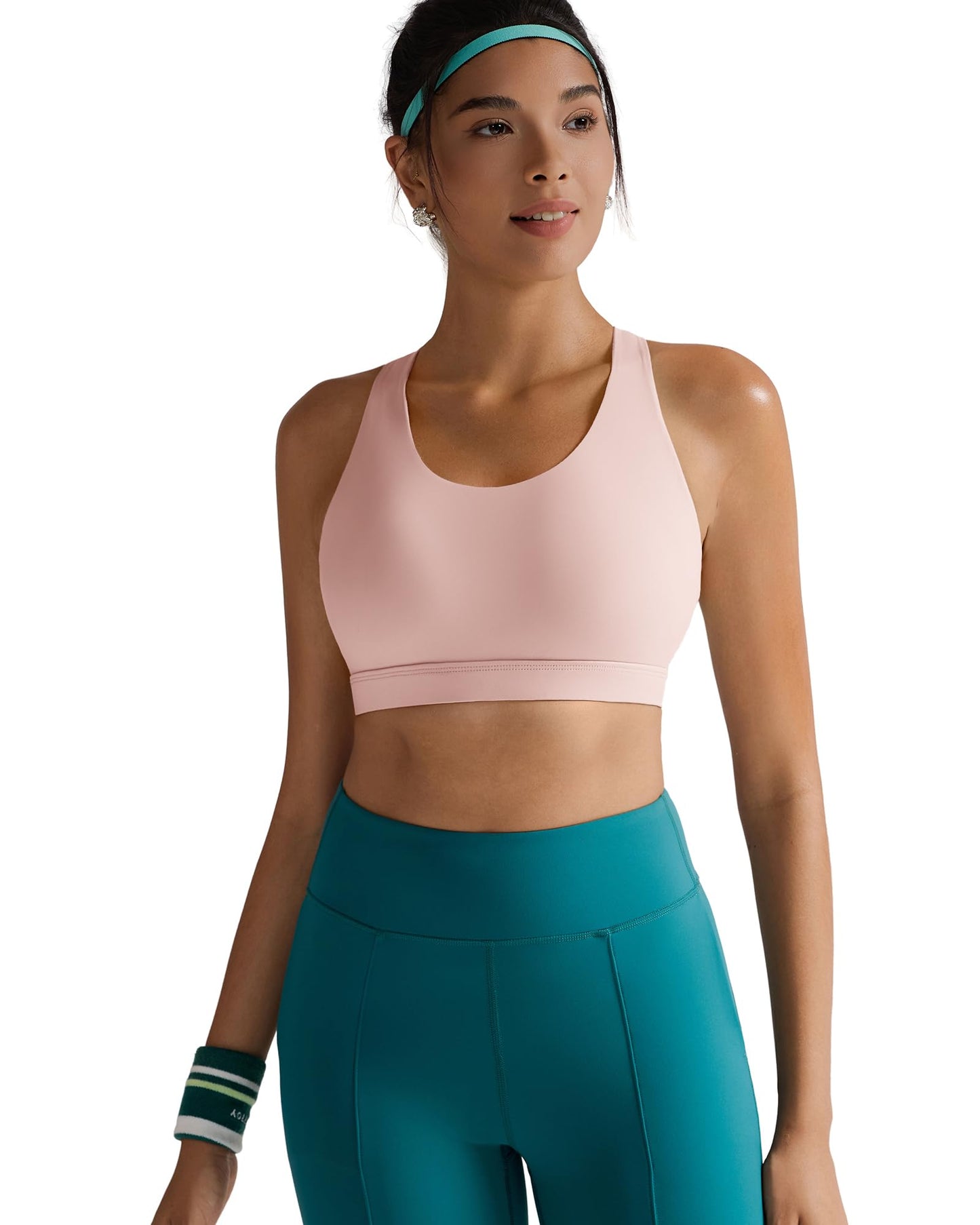 RUNNING GIRL Sports Bra for Women, Criss-Cross Back Padded Strappy Sports Bras Medium Support Yoga Bra with Removable Cups