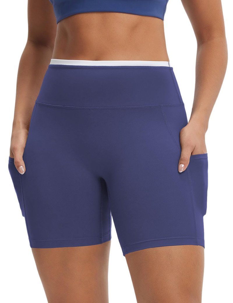 baleaf Biker Shorts for Women High Waist Tummy Control with Pockets Yoga Workout Gym Bike Shorts No Front Seam
