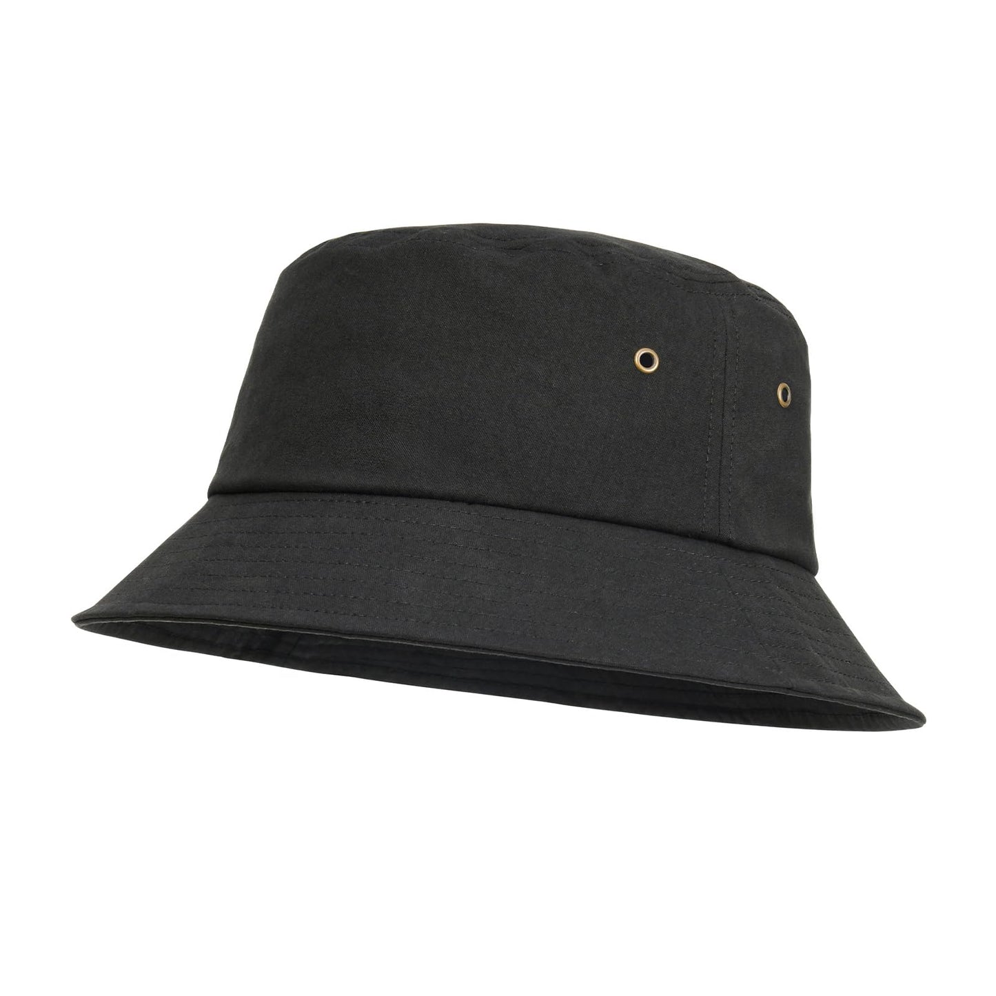 BOTVELA Men Cotton Bucket Hats Foldable Outdoor Sun Hat Unisex Flat Top Caps (Black, 7 3/4)