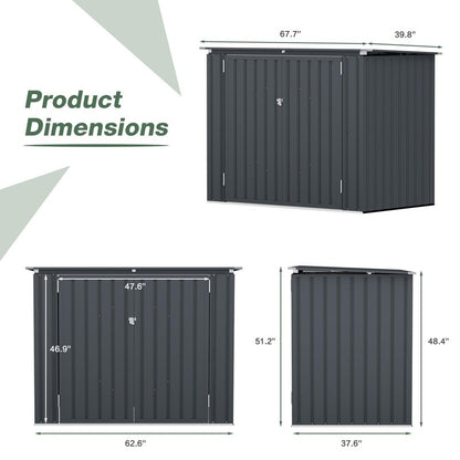 SOLIGEL 3'x6' Storage Shed, Outdoor Trash Can Storage Bike Shed, Waterproof Garbage Can Organizer with Chain Lid, Outdoor Storage Clearance for Patio, Garden, Backyard, Dark Grey