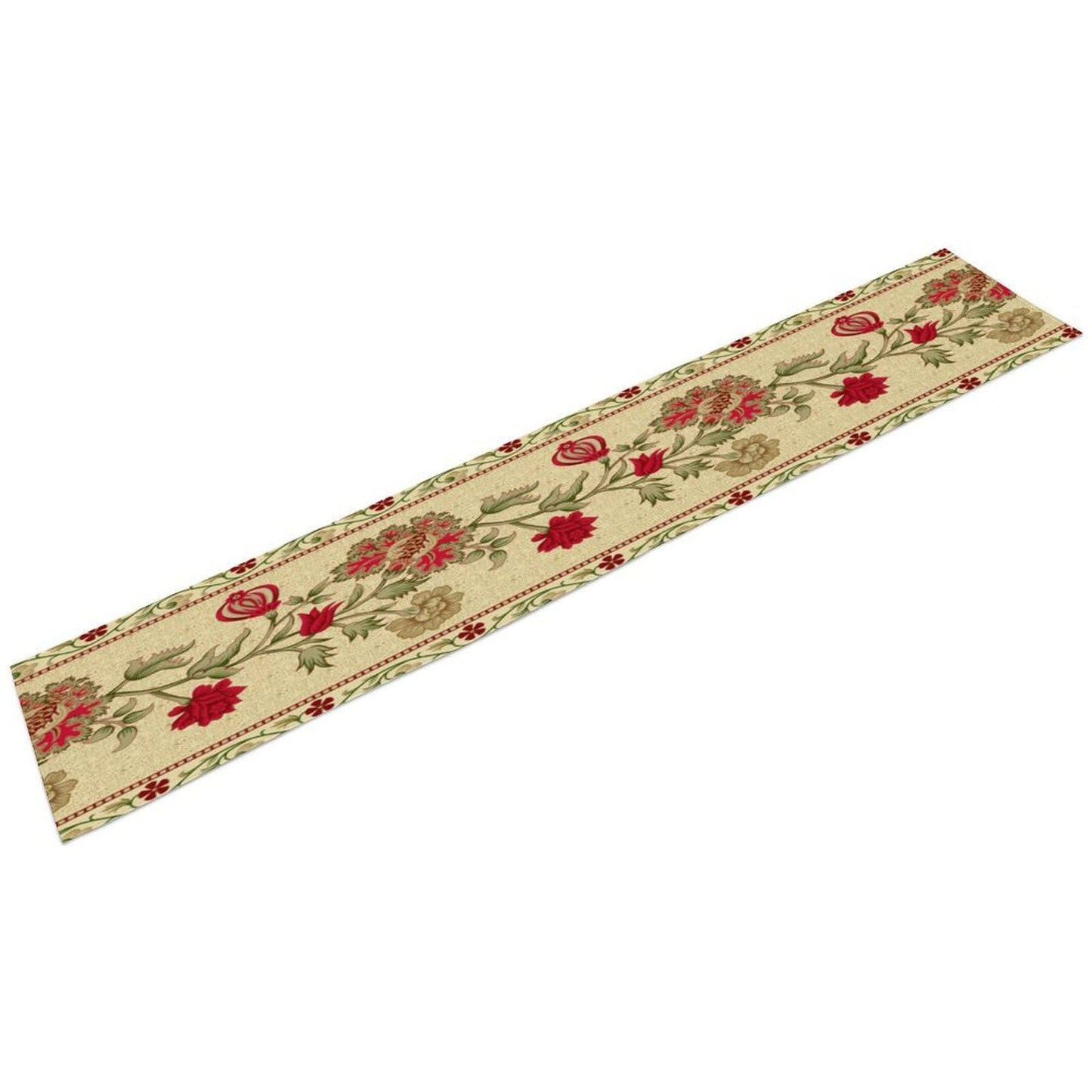 XBDDZSW Rustic Floral Table Runner, Ethnic Style Leaf Flower Art Design Patterns Printed Linen Table Runner for Home Kitchen Dining Table Decoration 13x36 Inch