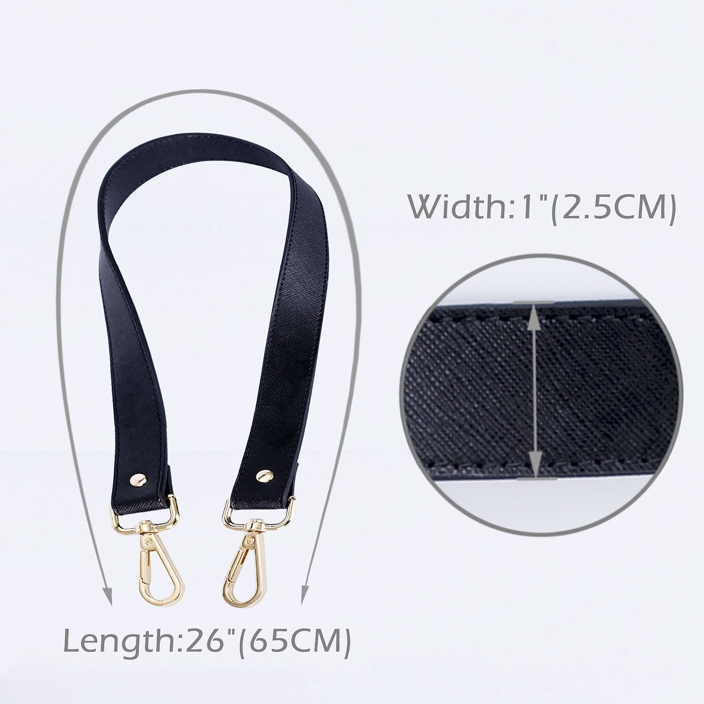 VanEnjoy Full Grain Leather Replacement Strap Cross Body Bag Crisscross Pattern Purse, 24'L1'w, Black(crisscross Pattern), Medium