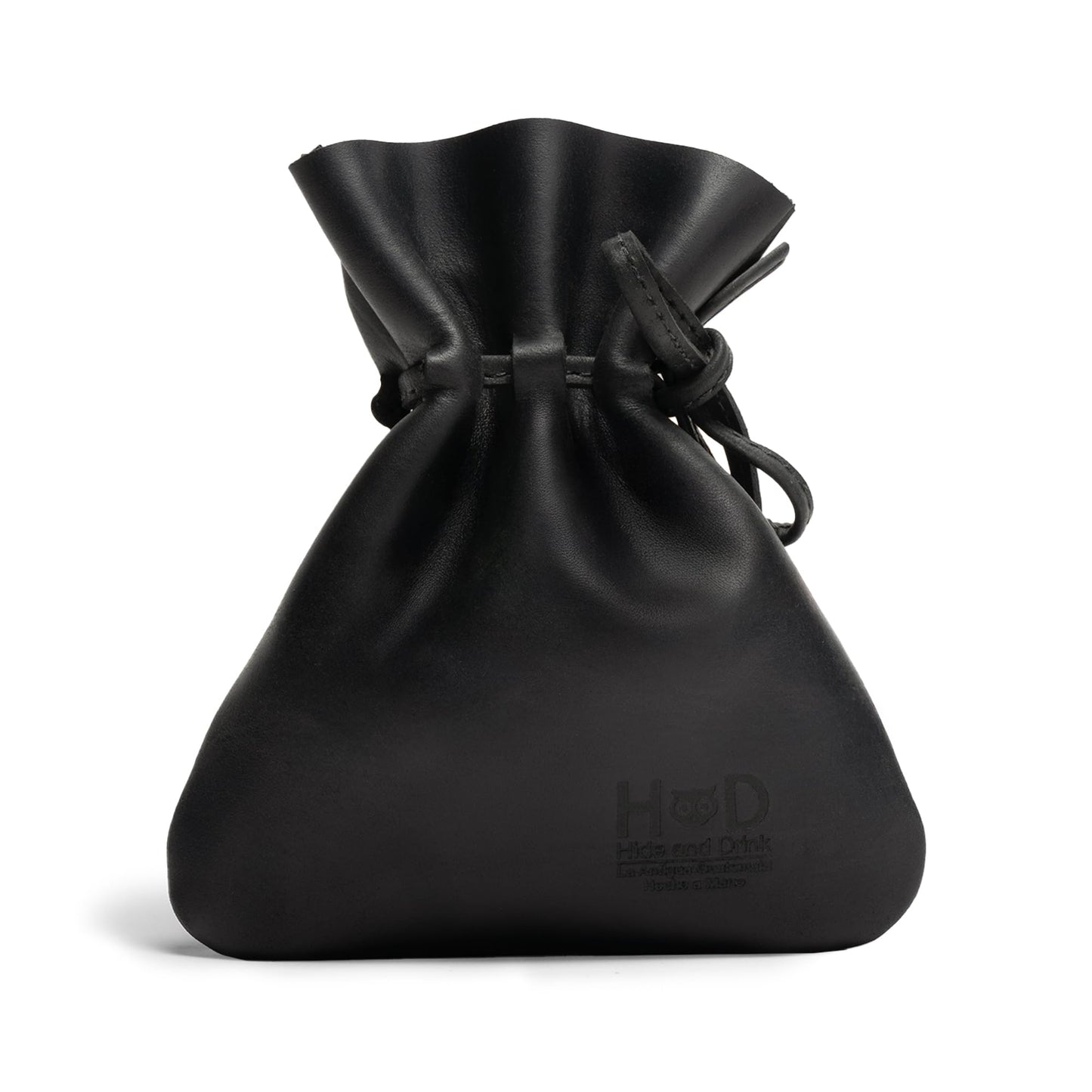 Hide & Drink, Medieval Drawstring Coin Pouch, Vintage Bag, Cosplay, Full Grain Leather, Handmade (Charcoal Black, M)