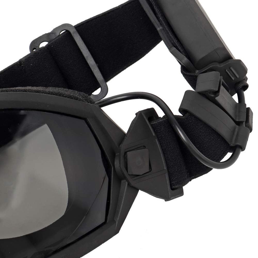 H World Shopping Airsoft Goggles Anti Fog with Fan and Interchangeable Lens Military Shooting Safety Goggles & Glasses for Cycling Paintball Hunting Motorcycle BK