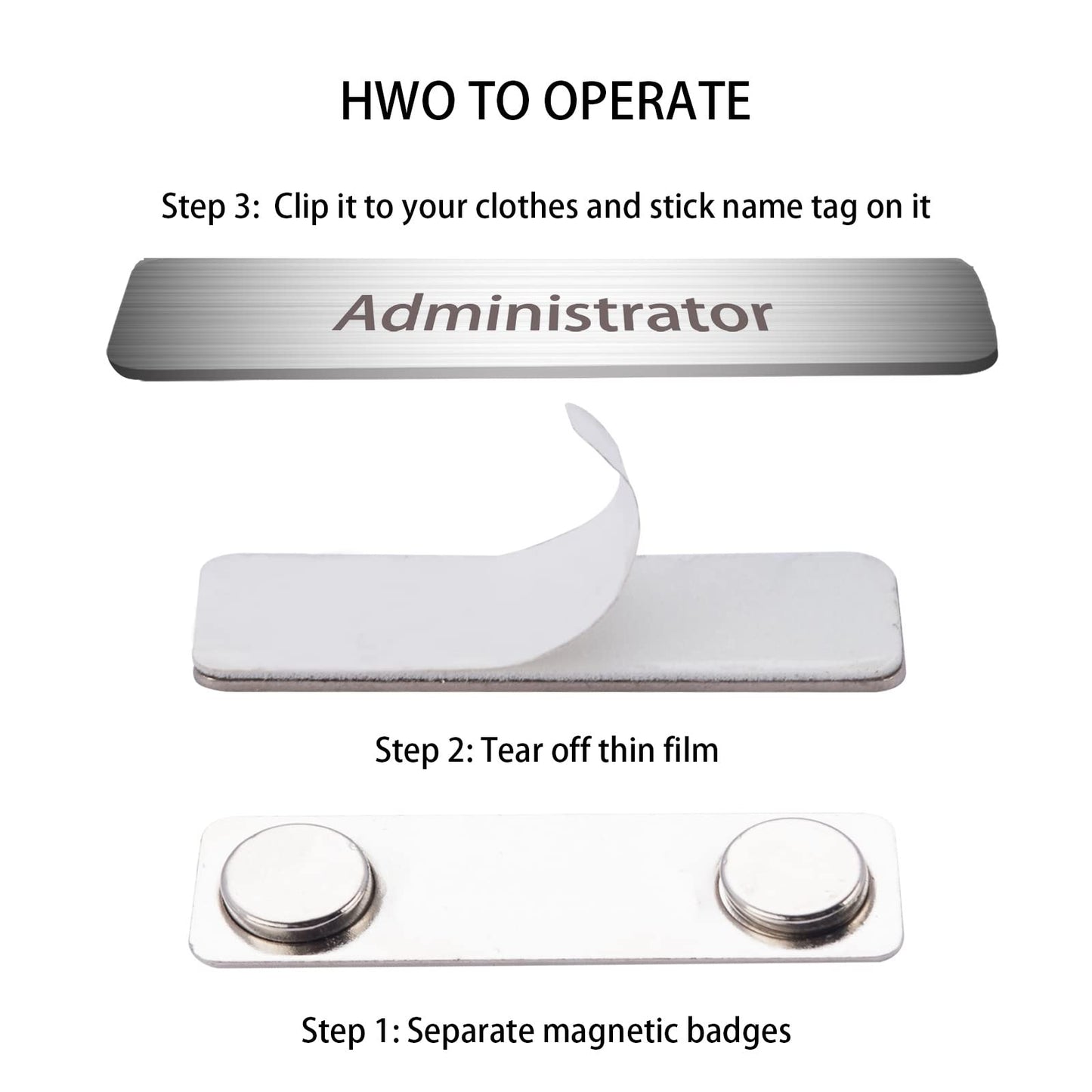 SINYUDUN 25 Sets Name Badge Magnets, Magnetic Name Badge Holders Back with 2 Premium Strength Neodymium Magnets (Silver)