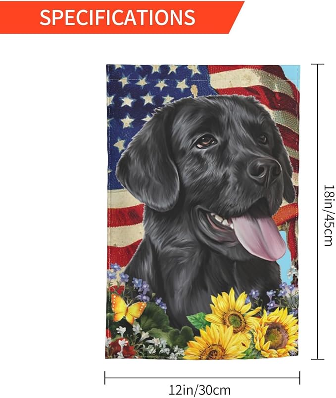 Lab Black Labrador American Flag Patriotic Dog Garden Flag Welcome Party Outdoor Outside Decorations Picks Home House Garden Yard Decor 12x18 Inch