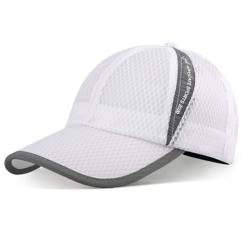 ELLEWIN Unisex Breathable Quick Dry Mesh Baseball Cap Sun Hat Tennis Cap White New-m/L