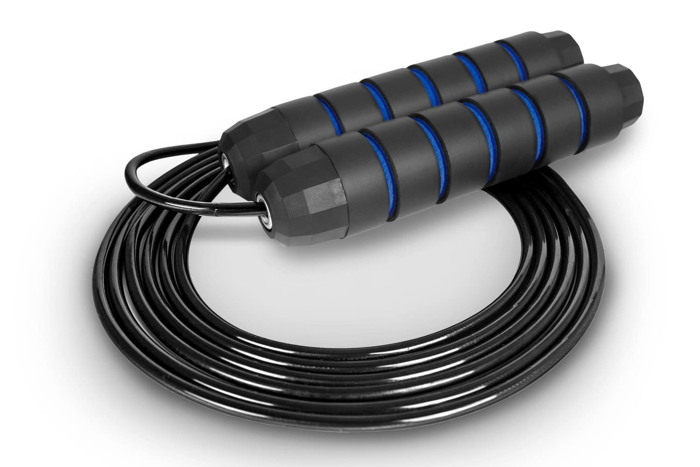 ProsourceFit Speed Jump Rope up to 8 Foot Adjustable Length for Men and Women, Foam Handles, Ultra Light Rope for Boxing, Jumping Exercises and Cardio Workout, Blue