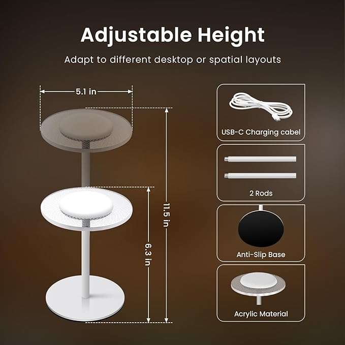 LOFTEK Cordless Table Lamps Set of 2, Rechargeable Table Lamp, Up to 55 Hrs Ultra-Long Battery Life, Eye-Friendly, Touch Dimming, Portable Wireless Ambient Lighting (Pure White, 2 Pack)